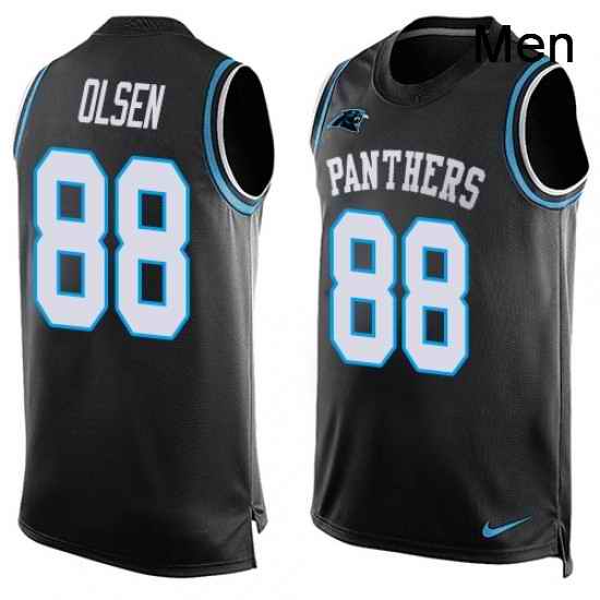 Mens Nike Carolina Panthers 88 Greg Olsen Limited Black Player Name Number Tank Top NFL Jersey